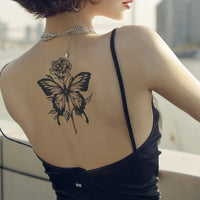 Nirbffo Large Butterfly Flower Waterproof Lasting Temporary Tattoo Women Tattoos Sticker 5 Sheets 12X19CM