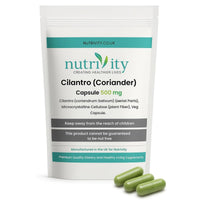 Heavy Metal Detox | Supports and Aids Digestive Health | Cilantro Coriander 500mg Vegan Capsule | Halal | Antioxidant | Healthy Skin | Immune Health | UK Made | GMP | Nutrivity