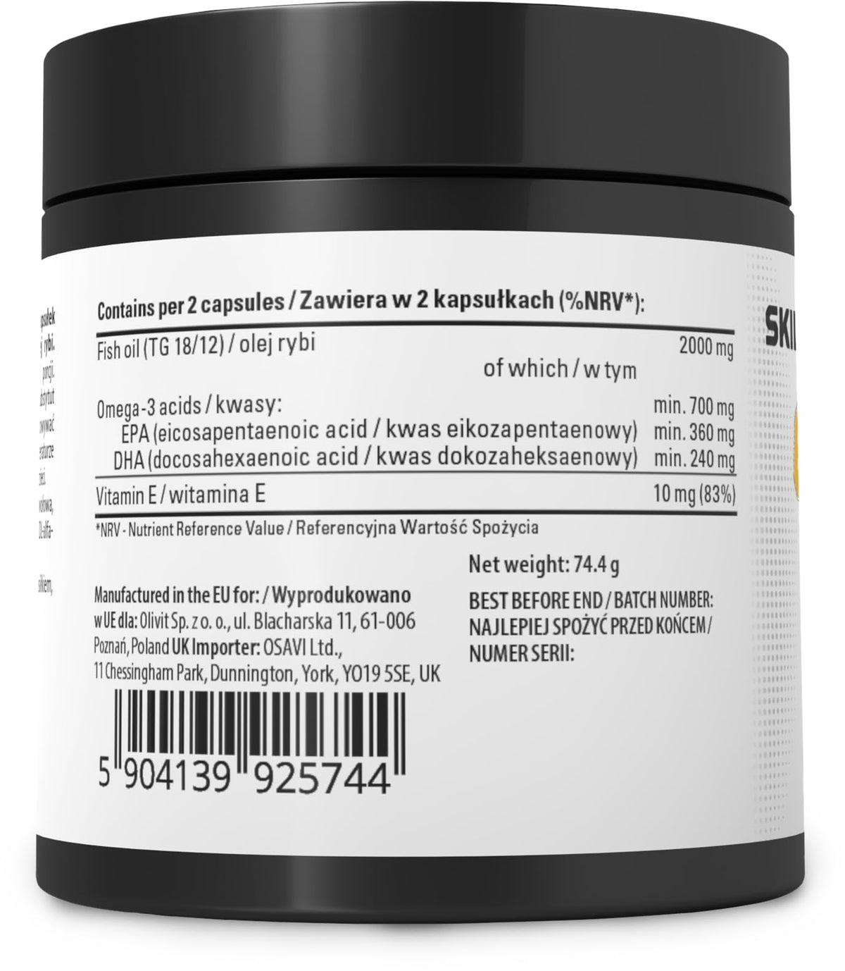 Skill Nutrition Omega 2000-60 softgels | 2000 mg Omega-3 Fish Oil | 800 mg EPA + 400 mg DHA per Serving | Ultra-Pure | No Fishy Aftertaste | Supports Heart, Brain, Vision