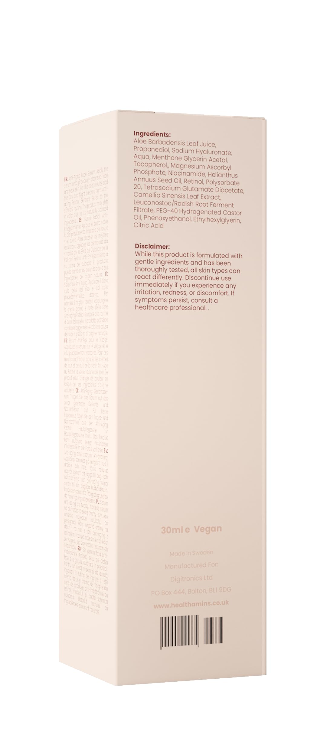 Healthamins Collagen Retinol Anti Ageing Serum | With Hyaluronic Acid, Vitamin C and E, Aloe Vera, & Green Tea Extract | For Fine Line and Wrinkles, Repair, Brightening, Even Tone Serum | 30ml