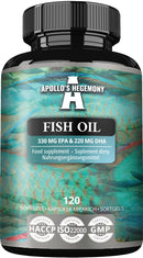 APOLLO'S HEGEMONY Fish Oil 1000mg - High Dose Omega 3 with 330mg EPA and 220mg DHA - 120 Softgel Capsules - 4 Months Supply - Unsaturated Fatty Acids (EFAs) - Supports Heart and Brain Health - by Apollo's Hegemony
