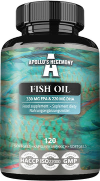 APOLLO'S HEGEMONY Fish Oil 1000mg - High Dose Omega 3 with 330mg EPA and 220mg DHA - 120 Softgel Capsules - 4 Months Supply - Unsaturated Fatty Acids (EFAs) - Supports Heart and Brain Health - by Apollo's Hegemony