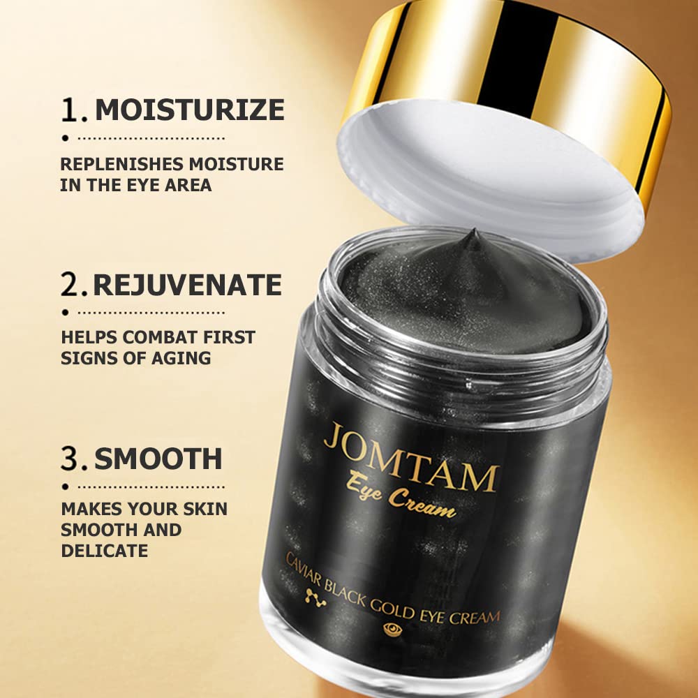 JOMTAM Caviar Black Gold Moisturizing Eye Cream Skin Rejuvenation Dark Circles Smoothing Wrinkles 60g