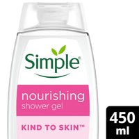 Simple Kind to Skin Nourishing Shower Gel with Vitamins E and Chamomile Oil for Sensitive Skin Care, 450 ml