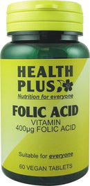 Health Plus Folic Acid 400µg : Pre-Conceptual Vitamin B Supplement : 60 Tablets, in a Planet-Friendly 99% Recycled Pot