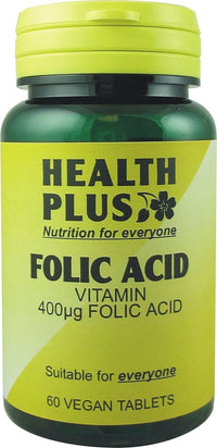 Health Plus Folic Acid 400µg : Pre-Conceptual Vitamin B Supplement : 60 Tablets, in a Planet-Friendly 99% Recycled Pot