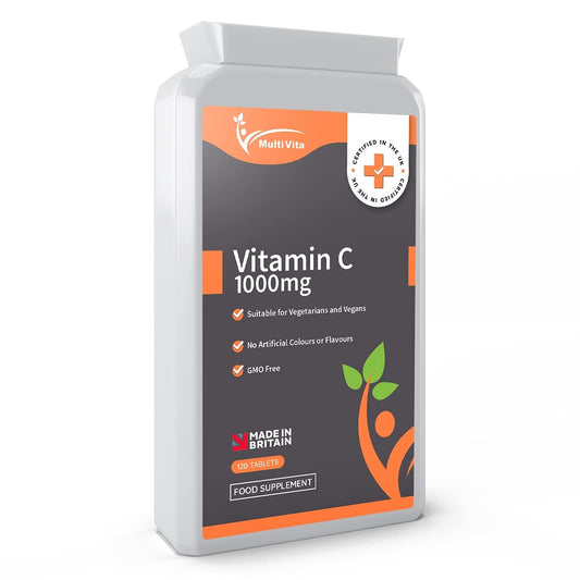 Vitamin C 1000mg 120 Tablets – High Strength Immune Support Contributes to The Reduction of Tiredness and Fatigue and to Normal Energy yielding Metabolism – Exclusively Manufactured in The UK