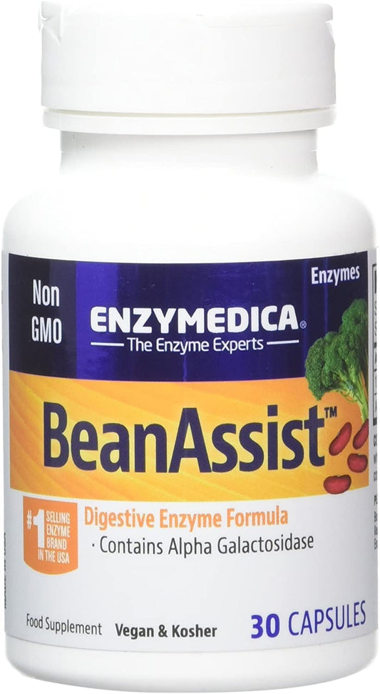 ENZYMEDICA - BeanAssist (30 Capsules) | Food Intolerance Digestive Enzymes Supplements | Digestive Enzymes Blend for Beans and Legumes, Nutrient Supplements, Gut Health Supplement, Vegan, Dairy Free