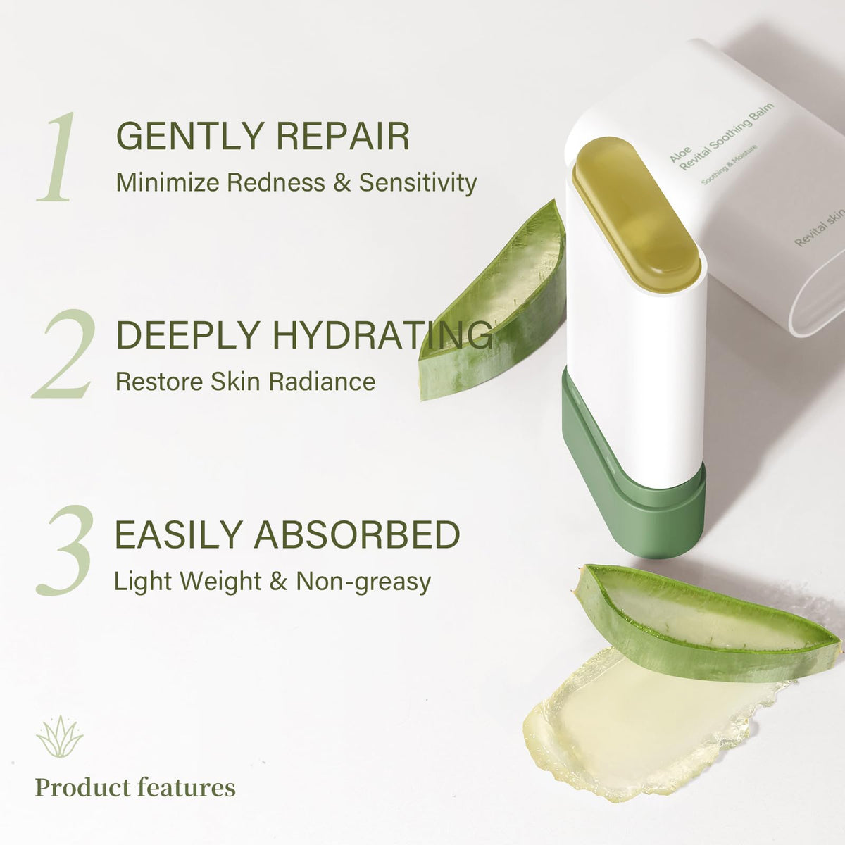 CTUBLIAUNX After Sun Stick Aloe Vera, Aftersun Revital Soothing Balm for Repairing & Moisturizing Skin, Minimizing Redness & Sensitivity, Restoring Skin Radiance