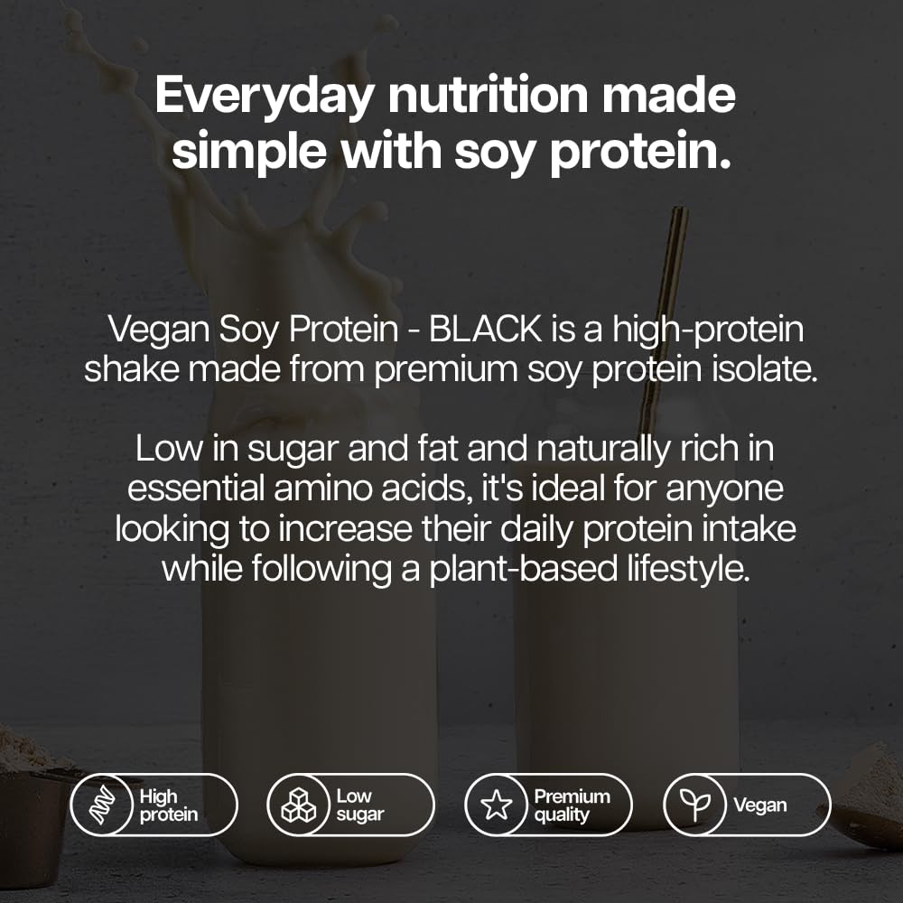 Protein Works | Vegan Soy Protein - Black Innovation, Premium Soy Protein Isolate, Low Fat, No Added Sugar, 27g Protein, 100% Plant-Based Nutrition, Vanilla Crème, 16 Servings, 500g