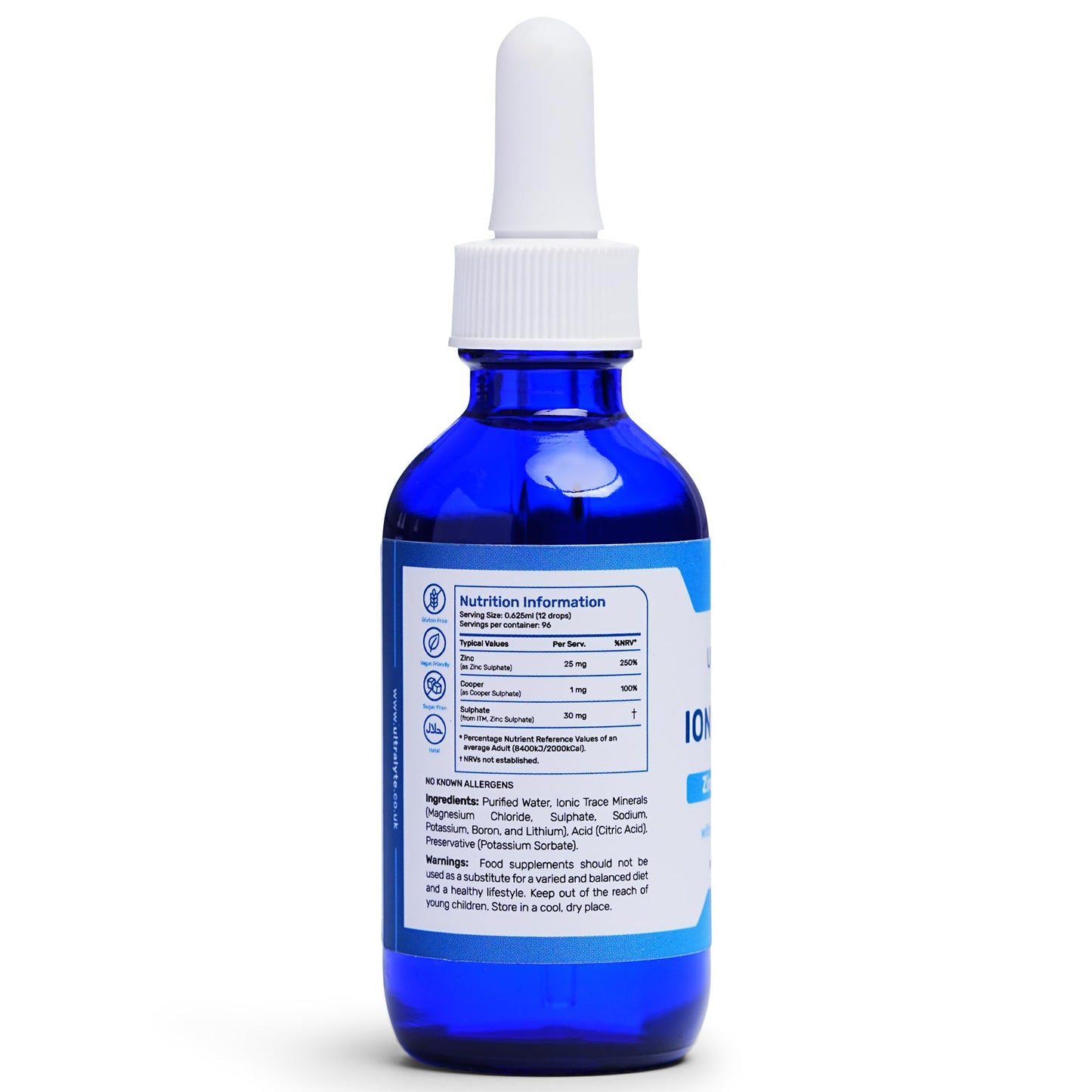 Ultra Lyte Ionic Zinc with Trace Minerals – 59ml Zinc Concentrate Food Supplement – Pure Non-GMO Vegan Friendly Formula – Supports Cognitive Performance, Muscle Growth, Immune System – Zero Calories