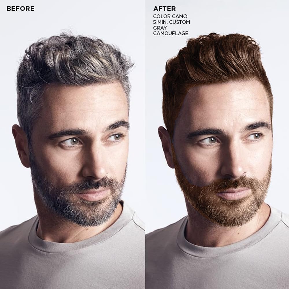 JRTTOSSE Men's beard and moustache hair dye for grey hair to dark brown, men's moustache hair dye, dark brown in 5 minutes, easy to use, dark brown moustache hair dye and hair colour shampoo, 200 ml.