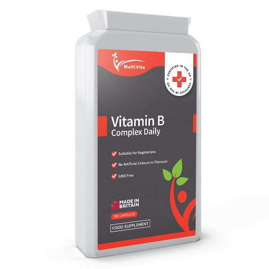 Vitamin B Complex High Strength with PABA & Vitamin B1, B2, B3, B5, B6, B12, Biotin, Folic Acid - 120 Capsules - UK Made