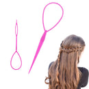 SIYUPU 2pcs Ponytail Pull Through Hair Hoop Tool, Braiding Tool topsy tail hair tool, Hair Pull Through Tool, Pony Tail Hair Tool, Hair Braiding Tools Hair Looping Tool Styling Maker For Women Girls(Pink)