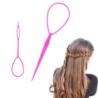 SIYUPU 2pcs Ponytail Pull Through Hair Hoop Tool, Braiding Tool topsy tail hair tool, Hair Pull Through Tool, Pony Tail Hair Tool, Hair Braiding Tools Hair Looping Tool Styling Maker For Women Girls(Pink)