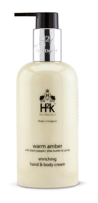 Moisturising Shea Butter Hand & Body Cream, Black Pepper Scented (250ml) Warm Amber by H2K Botanicals