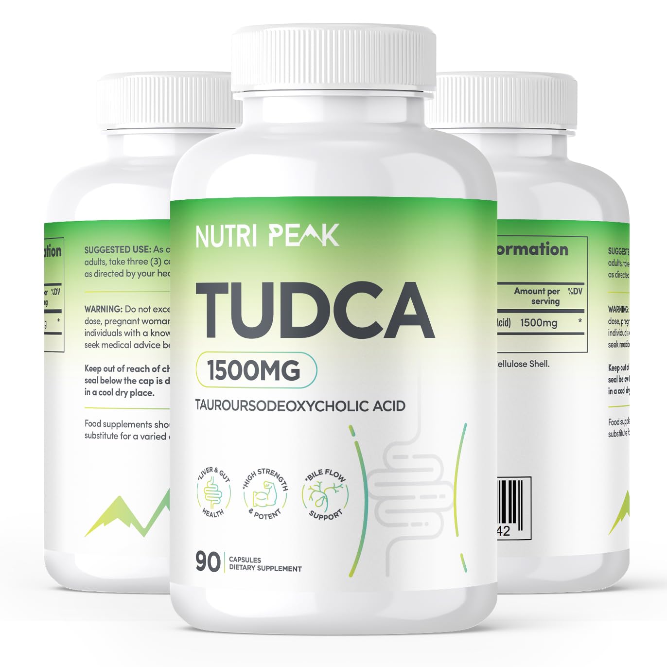 Nutri Peak Max Strength TUDCA | 1500MG | 90 Capsules | Liver Detox & Repair | Promotes Healthy Bile Production, Improves Digestion & Strengthens Immune System