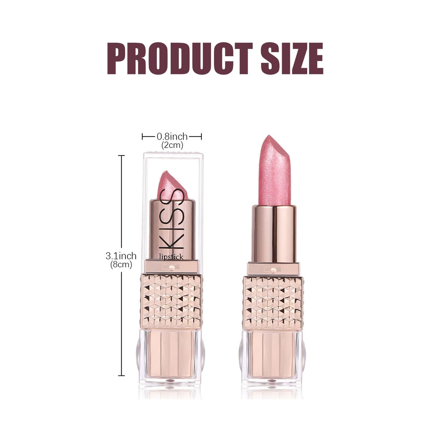 LYNTYAOU Shimmers Lipstick Pearl Pink Color Lip Stick, Glitter Metallic Bright Pink Lip Balm for Women, Silky Smooth Full-Coverage Lipsticks, Longlasting Pearlescent Light Pink Tinted for Women