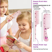 Cosysparks Toddler Detangler Hair Brush and Comb Set - 3-Piece Mini Airbag Massage Tool for Girls - Cute Kids' Pocket Design