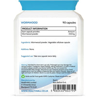Health4All Wormwood 250mg 90 Capsules (V) Purest: no additives. Vegan Artemisia Absinthium Supplement