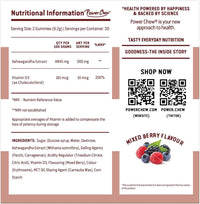 Power Chew Ashwagandha Gummies | High Strength Ashwagandha Extract and Vitamin D | 60 Vegan Gummies Chewable | Vitamin Gummies for Women & Men | Super Tasty Food Supplement for Adults