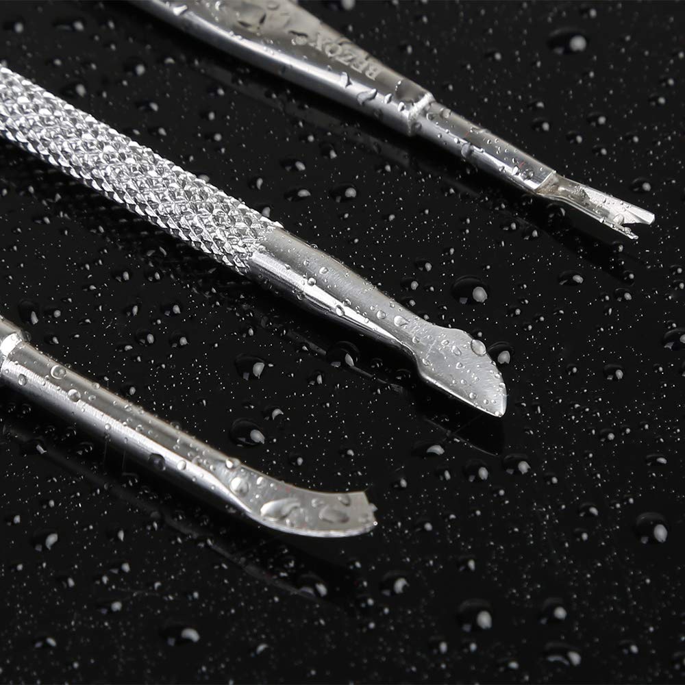 BEZOX Professional Cuticle Pusher 3pcs, Premium Stainless Steel Cuticle Trimmer UV Gel Polish Remover - Cuticle Removal Fork Nail Art cleaner Trimmer