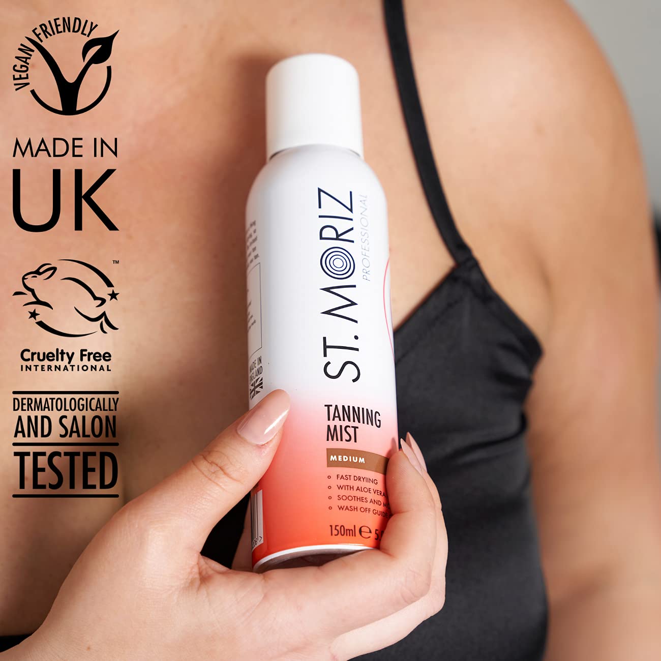 ST. MORIZ St Moriz Professional Instant Tanning Mist in Medium | Fast Drying Vegan Fake Tan Mist with Aloe Vera & Vitamin E | For Streak Free Medium Bronzed Glow | Dermatologically Tested & Cruelty Free | 200ml