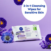 NIVEA Biodegradable Cleansing Wipes Sensitive Skin, Wipes from 100 percent Plant Fibres, Sensitive Make-Up Wipes, Face Wipes Makeup Remover, 25 Count (Pack of 1)