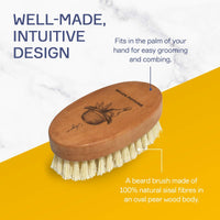 SEVEN POTIONS Seven Potions Vegan Beard Brush for Men — 100% Sisal Plant Fibre & Pear Wood — Firm Bristles to Gently Tame/Soften/Exfoliate – 100% Natural, Non-Synthetic