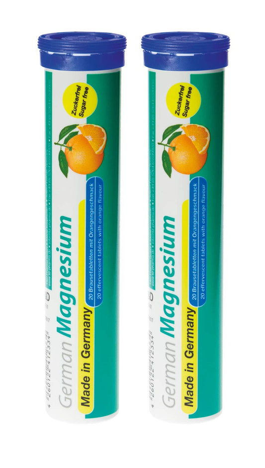 Magnesium 200 mg - 2 x 20 effervescent Tablets - Orange Flavor - T&D Pharma German Magnesium - Made in Germany