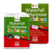 sc nutra Waterfall D-Mannose for Children Birch D-Mannose & Natural Strawberry Juice for Boys & Girls 3 Years + | 250mg Melts - Melt in the Mouth Tablets – 100 Count