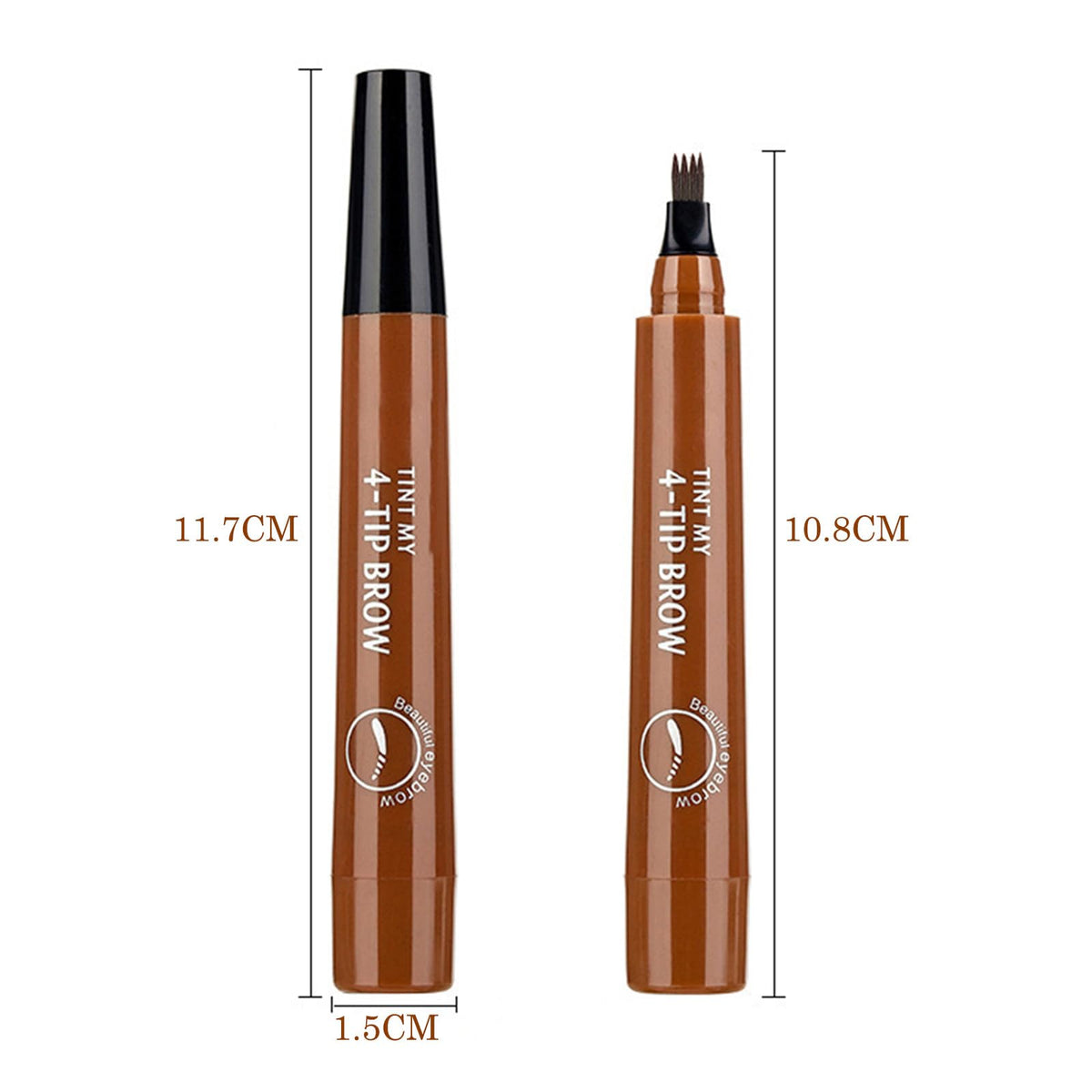 ZoeyShine Waterproof 4-Fork Brow Pen, Smudge-Proof Eyebrow Pencil for Realistic Hair Strokes, Long Wear Brow Marker for Shaping Arches, Filling Gaps and Creating Natural Looking Brows(Light brown)
