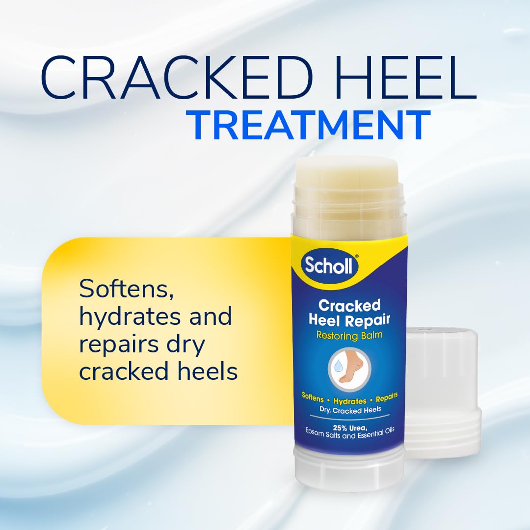 Dr. Scholl's Scholl Severe Cracked Heel Repair Restoring Balm, to repair Very Dry and Cracked Heels, Intensely Moisturising for Healthy Feet with 25% Urea, Epsom Salts and Essential Oils