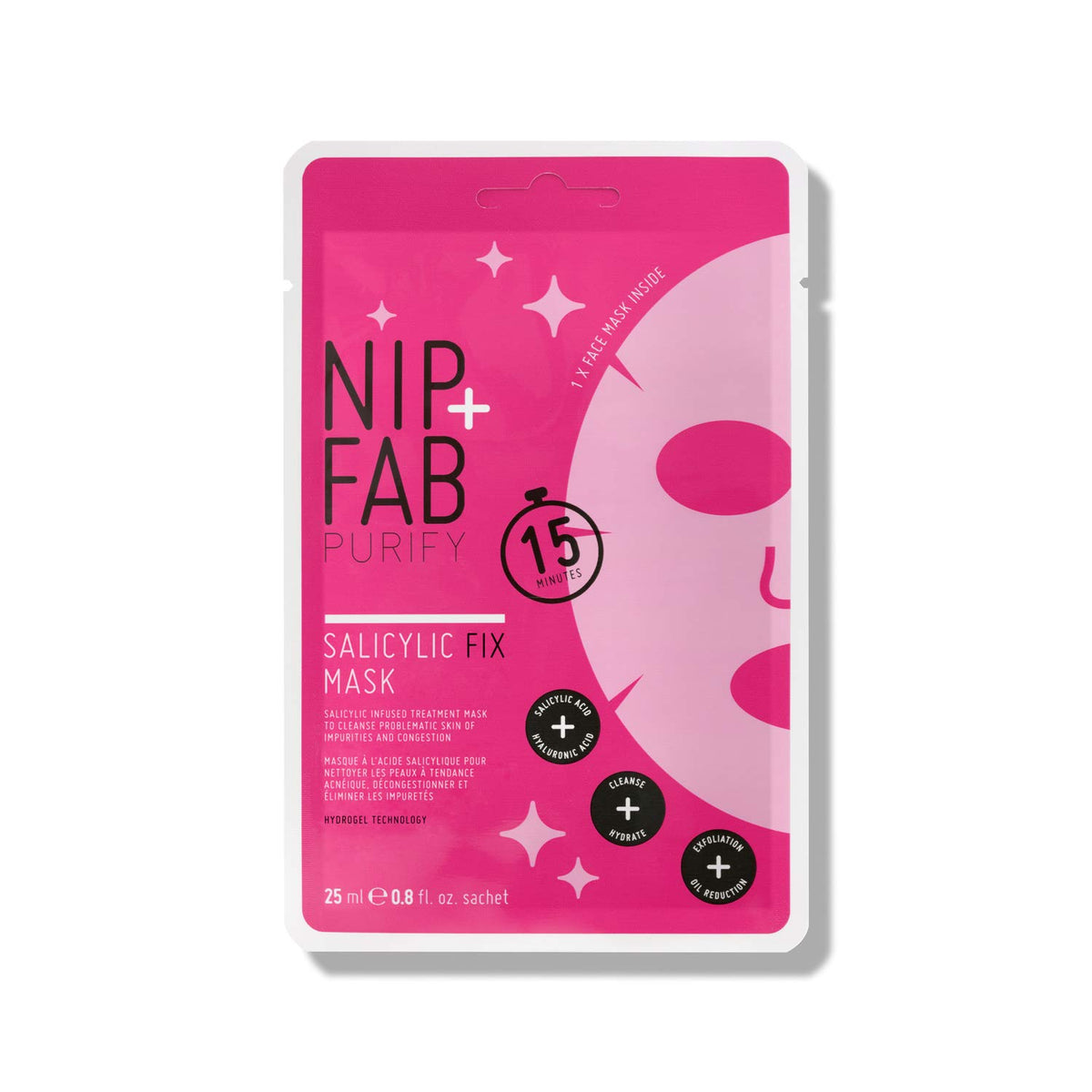 Nip+Fab Nip + Fab Salicylic Acid Fix Sheet Mask for Face with Salicylic Acid, Hyaluronic Acid, Lotus Flower BHA Facial Mask, 24ml