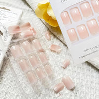 ruitao 24PCS Salon Acrylic French Nude Collection, Graceful, Medium Length Nude Fake Nails, Includes 24 False Nails, Nail Glue, Nail File, and Manicure Stick