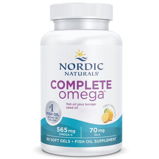 Nordic Naturals Complete Omega-D3, 565mg, with Omega-6, Omega-9 and Vitamin D3, Highly Dosed, Lemon Flavour, 60 Softgels, Laboratory Tested, Soy Free, Gluten Free, Non-GMO