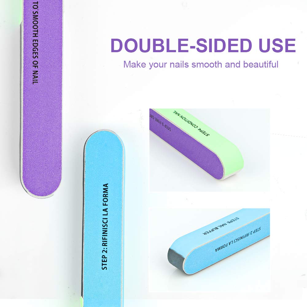 Nail File Set, WOVTE 11 Pcs Nail Files Block 7 Ways Buffer Block Buffer Block Sponge Polished, Come with Cuticle Nipper and Pusher for Dead Skin Nail Trimming Manicure Tools