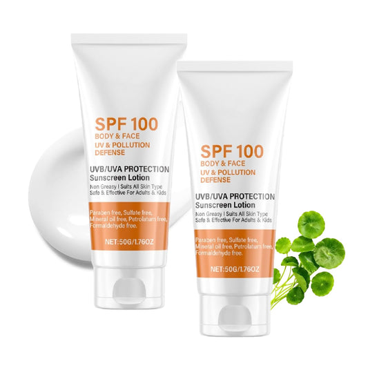 Mikloven SPF 100 Face Sunscreen for Women, Waterproof Sun Cream with Vitamin E, Broad Spectrum UVA/UVB Protection,Moisturizing & Non-Greasy, Travel Size (2 PCS)