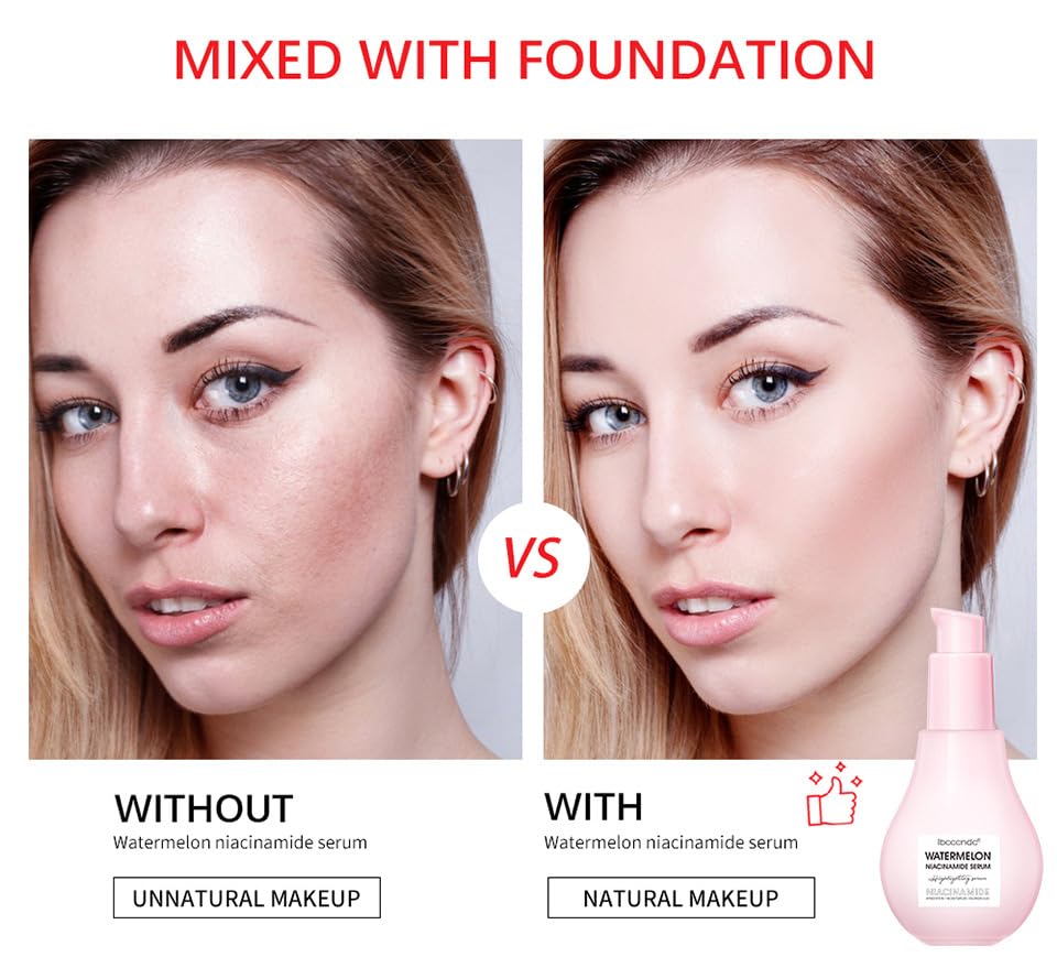 Beliky Girl Watermelon Niacinamide Serum, Hydrating Face Serum for Skin Care, Facial Serum with Hyaluronic Acid & Watermelon Extract, Brighten and Moisturizing, Natural Glow Skin Serum Priming Liquid Highlighter