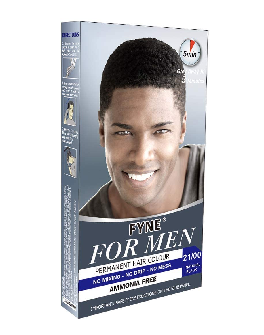 FYNE - Natural Black Permanent Hair Colour | Grey Hair Colouring for Men with Comb Applicator Included | Natural-Look Hair Dye | No Mixing Ready to Apply | Ammonia and Cruelty-Free