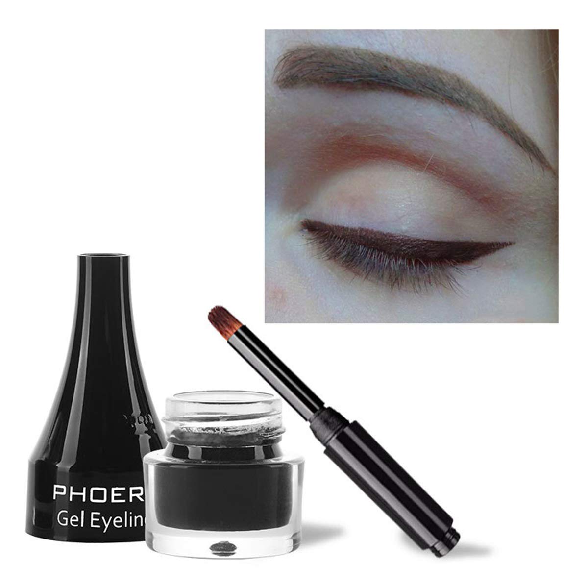 Phoera PHOERA GEL EYELINER LONG LASTING WATERPROOF SMUDGE PROOF 24H MAKEUP 10 SHADE UK (203 BROWN)