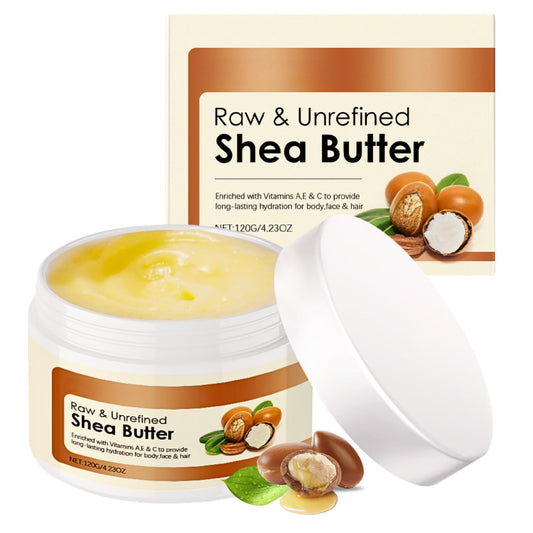 Shea Butter - Organic Shea Butter - Raw & Unrefined Shea Moisturiser - Nourishing & Hydrating Formula for Face,Body & All Skin Types, Natural Skincare Sh-ea Bu-tter Body Lotion 120g