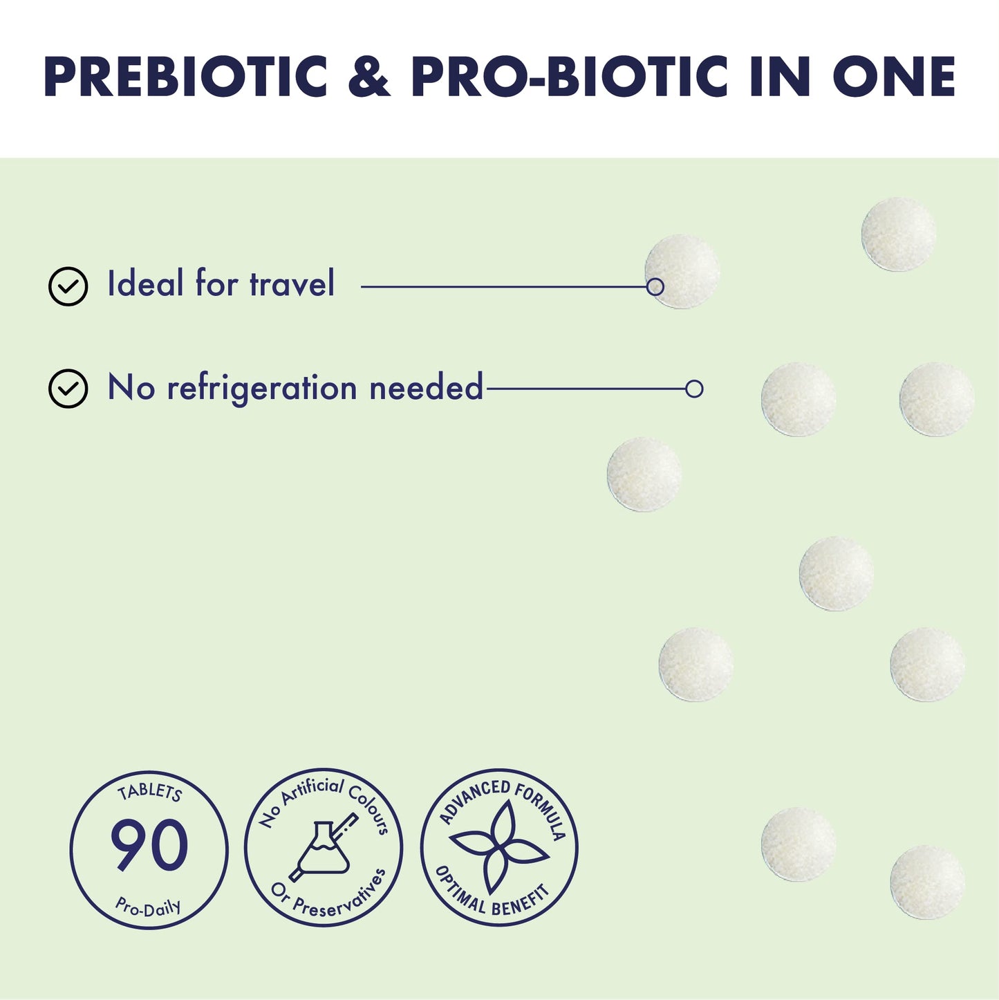 Higher Nature - Pro-Daily - Probiotic & Prebiotic - FOS - for Gut Health - Probiotics for Women & Men - Gluten Free - Vegan & Vegetarian - 90 Tablets