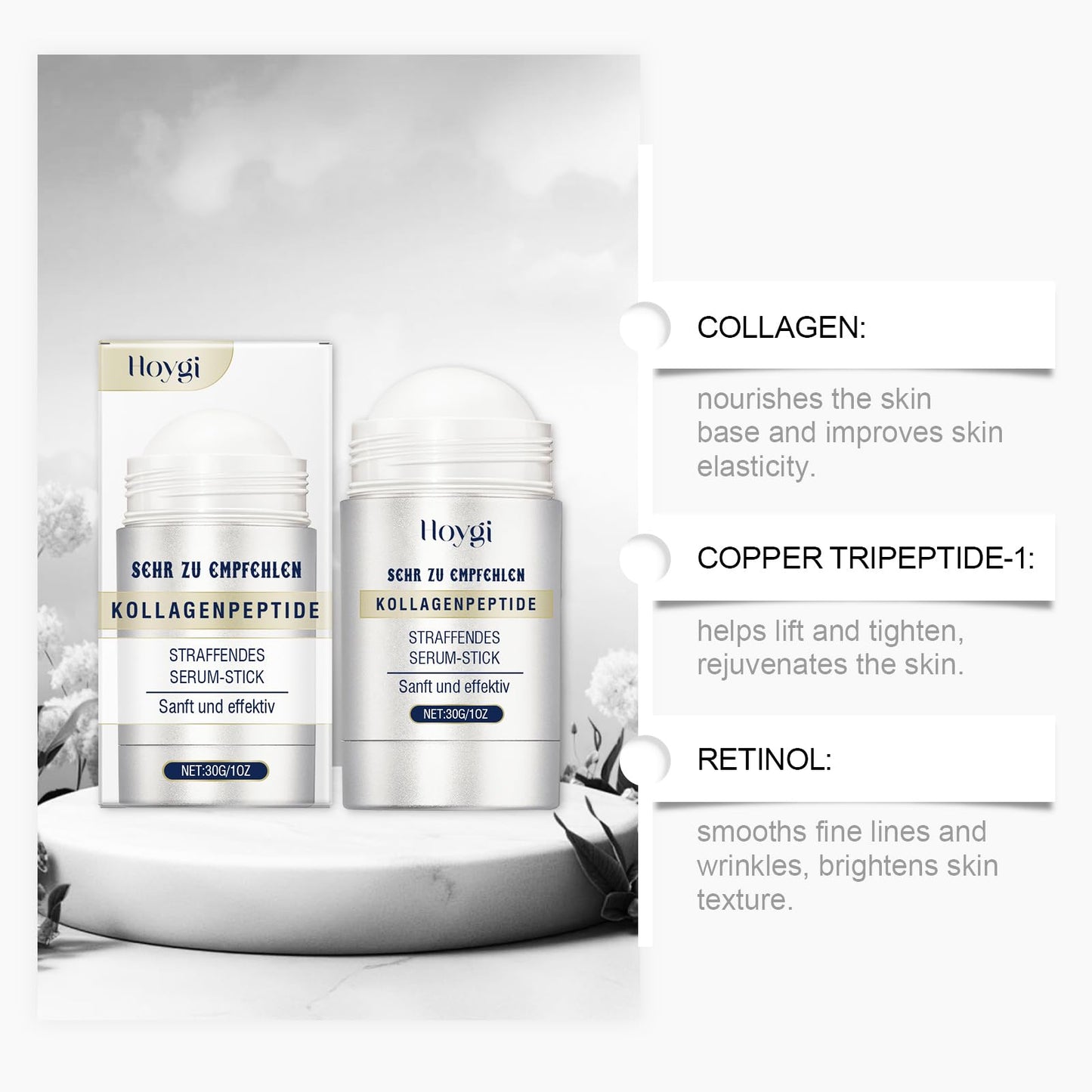 RUICHING Collagen Serum Stick for Face, Peptide Serum Skin Tightening Firming Anti Wrinkle Face Lift Cream, Flysmus Collagen Peptides Firming Stick for Neck Sagging Skin