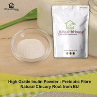 UKHealthHouse Prebiotic Inulin Fibre Powder High Grade Supplement Premium Chicory Root 100% Pure Inulin Highly Soluble Fructo Oligosaccharide (FOS) (2kg)
