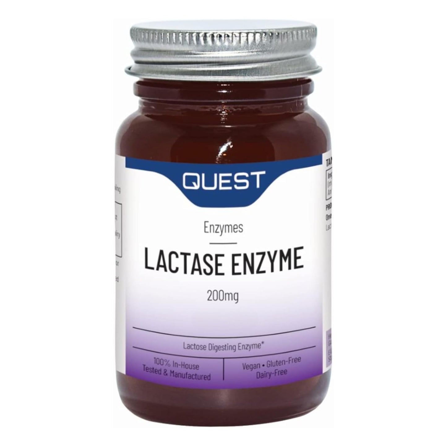 Quest Lactase Enzyme 200mg Lactose Intolerance Relief. 2000 ALU Fast Relief Dairy Enzymes Digestive Supplement to Prevent Gas, Bloating & Diarrhoea. Dairy, Gluten Free & Vegan (3 Pack x 30 Tablets)