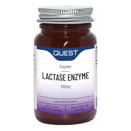 Quest Lactase Enzyme 200mg Lactose Intolerance Relief. 2000 ALU Fast Relief Dairy Enzymes Digestive Supplement to Prevent Gas, Bloating & Diarrhoea. Dairy, Gluten Free & Vegan (3 Pack x 30 Tablets)