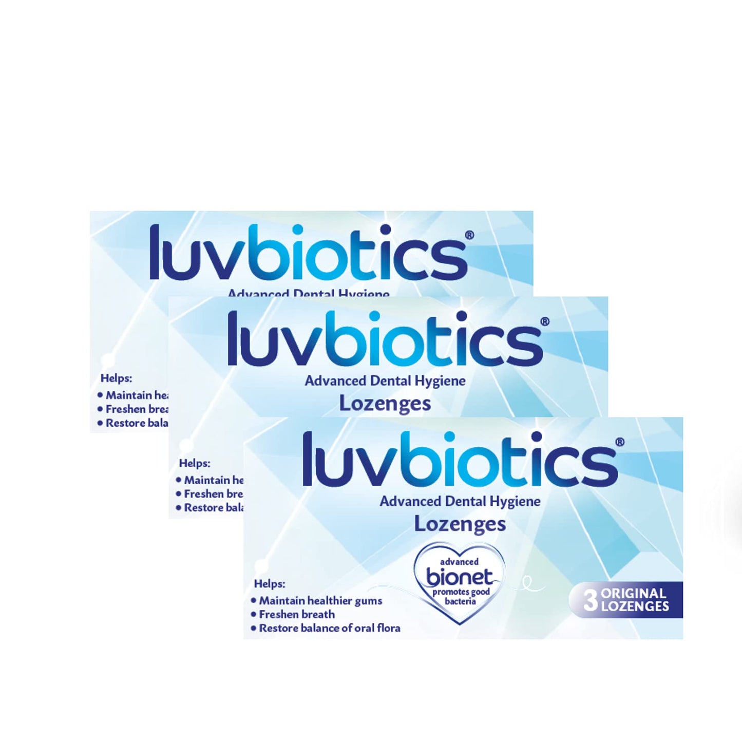 Luv Biotics luv biotics Original Dental Lozenges with Probiotics, Xylitol & Aloe Vera - 3 x 3 Pack