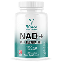 Vinco Supplements NAD + Trans-Resveratrol 1100mg, with Black Pepper 50mg for Superior Absorption, 3-in-1 Advanced Formula to Boost NAD+ Levels, Support Immune Health - 60 Capsules (30 Days Supply)