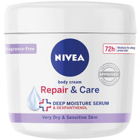 NIVEA Body Repair & Care Cream (400ml Jar), Sensitive Moisturising Cream with NIVEA DEEP MOISTURE SERUM, Body Cream with Strengthening Formula, Body Cream for Dry Skin